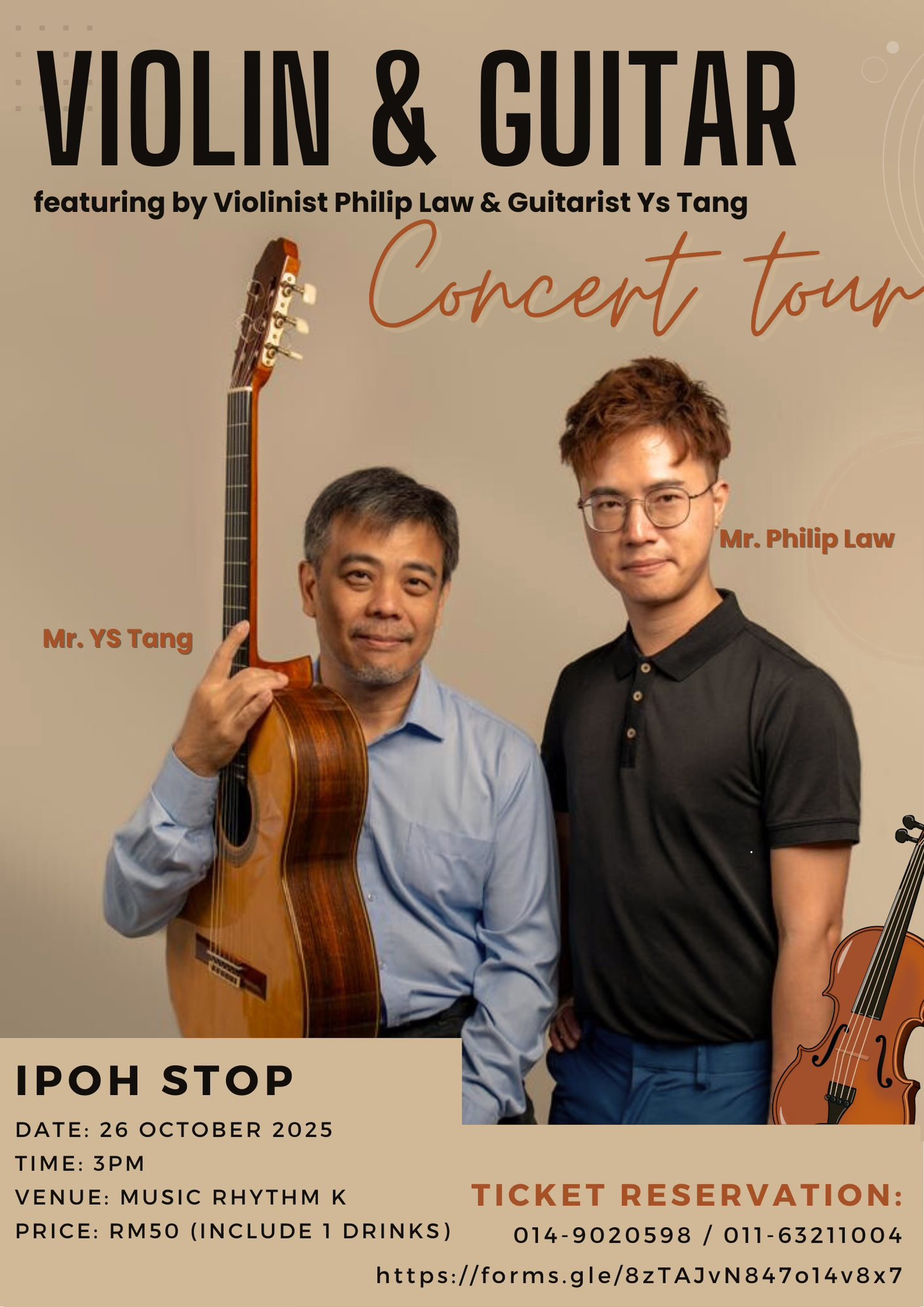 classical guitar and violin tour Ipoh stop